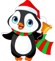 Deurstickers Christmas penguin © Anna Velichkovsky