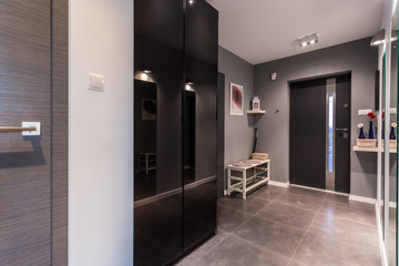 Gray anteroom in contemporary dwelling