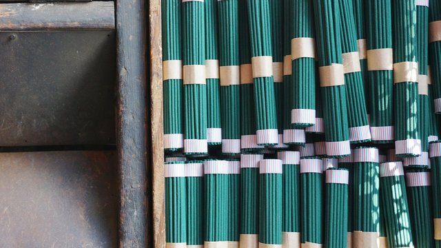 Green incense sticks in  Japan