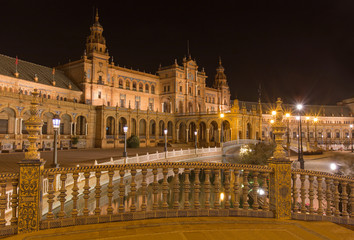 Seville - Plaza de Espana square at night