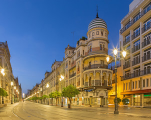 Fototapeta na wymiar Seville - building in on Avenida de la Constitucion