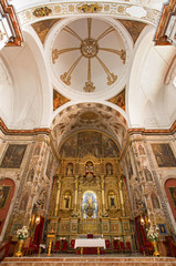 Fototapeta na wymiar Seville - The baroque church Basilica del Maria Auxiliadora.