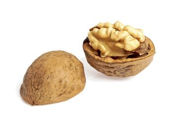 Dried walnuts isolated on white background