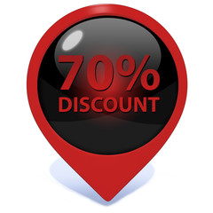 Discount seventy percent pointer icon on white background