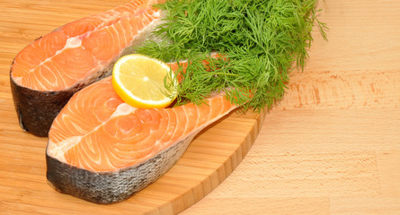 Fresh Uncooked Salmon Steaks