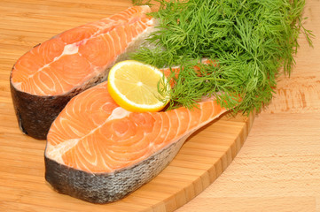 Fresh Uncooked Salmon Steaks