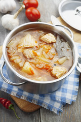 Cabbage soup with meat