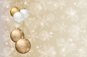 Christmas background with balls and snowflakes
