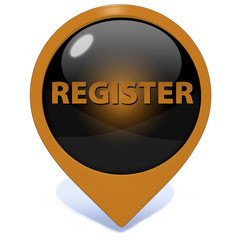 register pointer button on white background