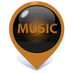 music pointer icon on white background