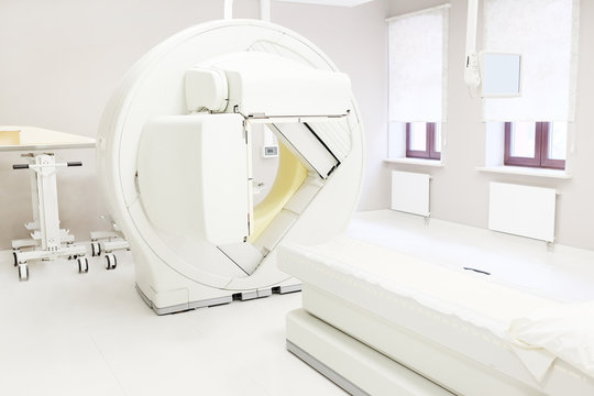 tomograph in the interior of a hospital diagnostic room