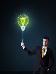 Businessman with an idea bulb