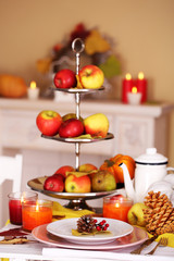 Festive autumn serving table in room