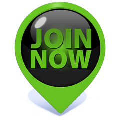 Join now pointer icon on white background