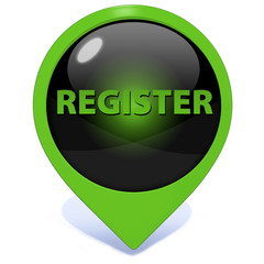 register pointer button on white background