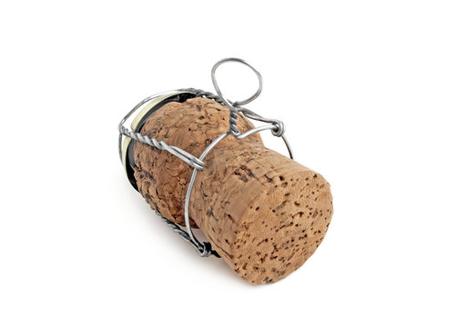 Cork from champagne bottle, isolated on the white background.