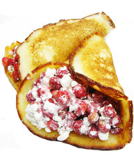 sweet pancakes with wild strawberry fruit jelly