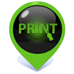 Print pointer icon on white background