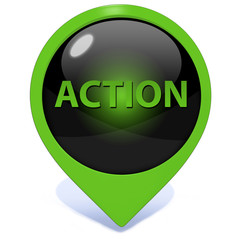 Action pointer icon on white background