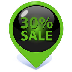 Sale thirty percent pointer icon on white background