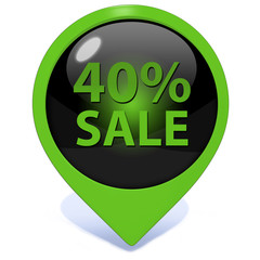 Sale forty percent pointer icon on white background