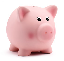 pink piggy bank isolated on white background