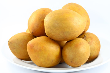 fresh Sapodilla fruits on white background