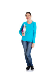 Fototapeta premium Young happy student holding her notes