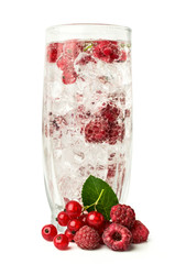 Cocktail with red currant and raspberry