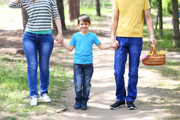 Happy family, walk in the park