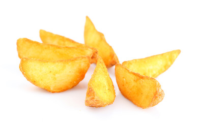 Homemade fried potato isolated on white