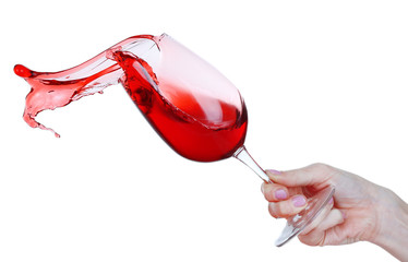 Splash of red wine isolated on white