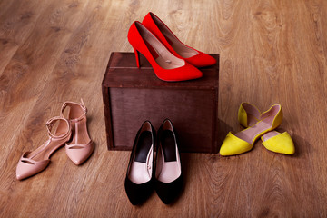 Women shoes on floor in room