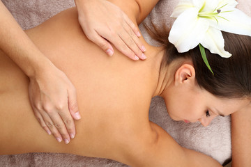 Masseur doing massage