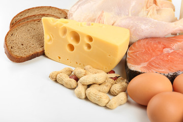 Food high in protein close-up