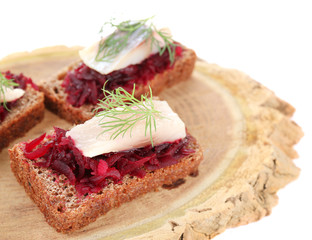 Canape herring with beets