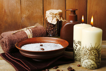 Beautiful spa composition with decorative Indian candles,