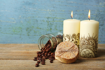 Beautiful spa composition with decorative Indian candles,