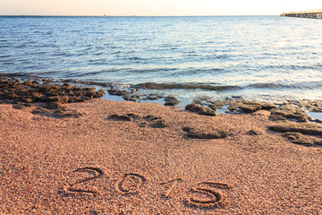 New Year 2015 written on the beach