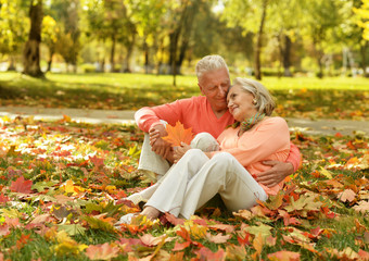 Couple in autumn park