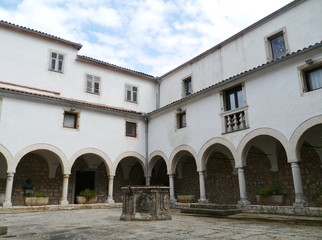 The courtyard of a Benedictine monastery in Cres in Croatia