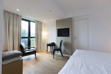 Interior of a luxury hotel bedroom 