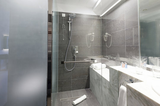 Interior of a luxury hotel bathroom 
