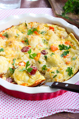 Cauliflower and sausage bake