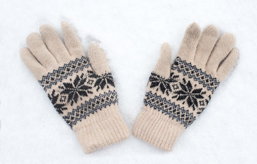 Red little baby mittens. gloves isolated on white background