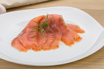Sliced salmon