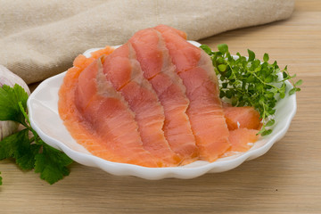 Sliced salmon