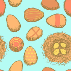 Sketch nest with eggs in vintage style