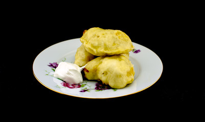 Dumplings on a white plate