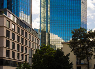 Obraz premium Skyline of business buildings in Frankfurt, Germany